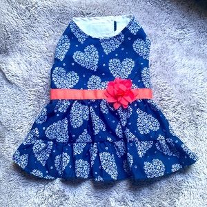 Blue dog halter dress with pink bow size small